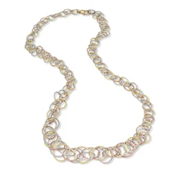 Buccellati HAWAII YELLOW WHITE AND PINK GOLD NECKLACE WITH TINY CIRCLES