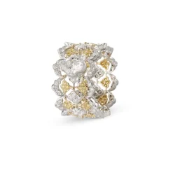 Buccellati HIGH JEWELRY RING IN WHITE AND YELLOW GOLD WITH A CENTRAL DIAMOND STONE AND DIAMONDS