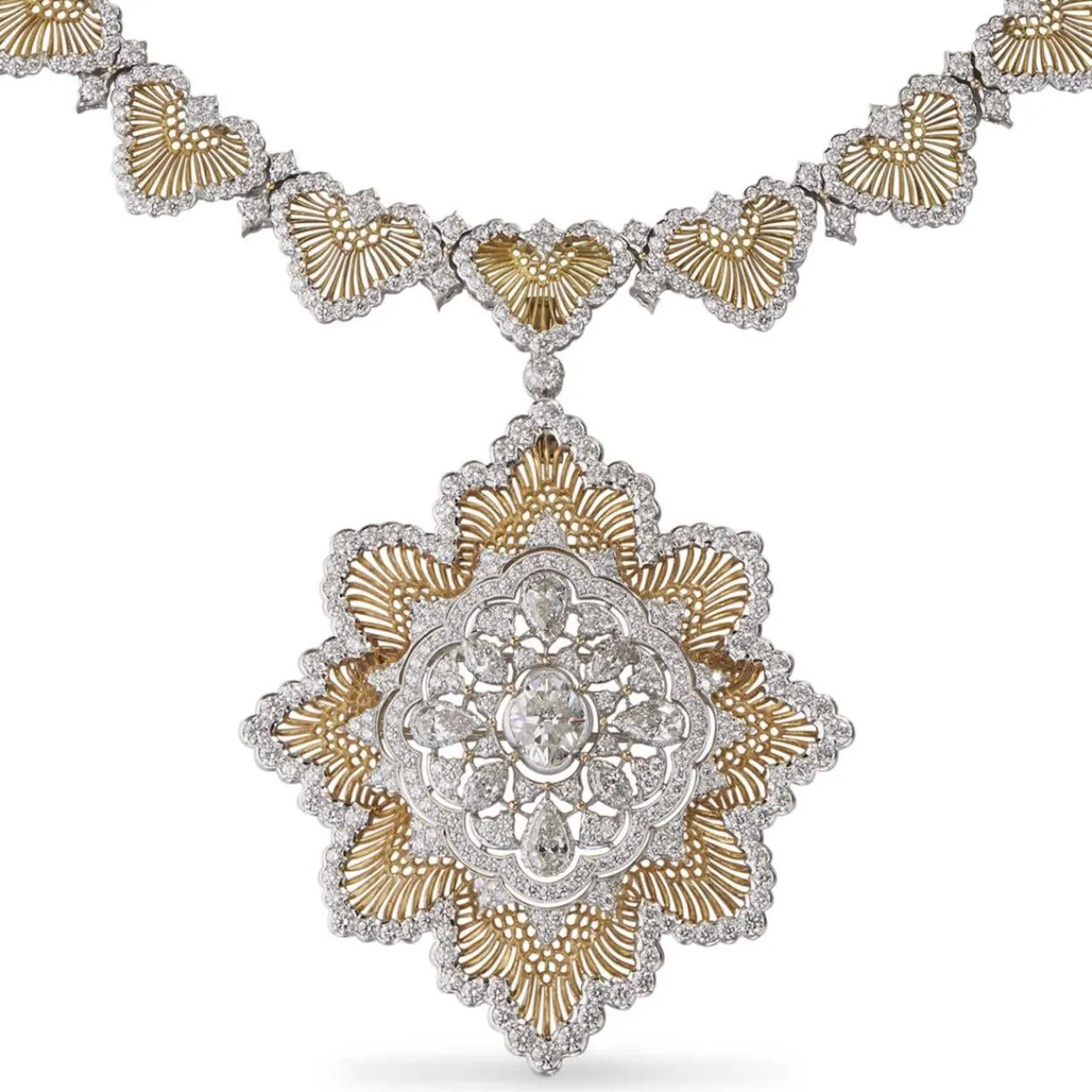 Buccellati HIGH JEWELRY WHITE AND YELLOW GOLD PENDANT
