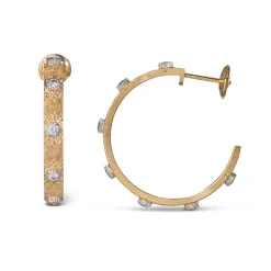 Buccellati MACRI CLASSICA EARRINGS IN YELLOW AND WHITE GOLD WITH DIAMONDS