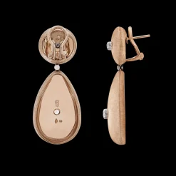 Buccellati MACRI CLASSICA PINK AND WHITE GOLD RIGATO EARRINGS WITH DIAMONDS