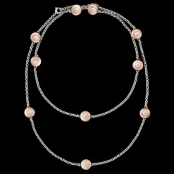 Buccellati MACRI CLASSICA PINK AND WHITE GOLD RIGATO NECKLACE WITH DIAMONDS