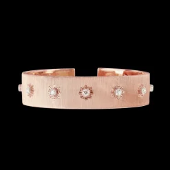 Buccellati MACRI CLASSICA PINK AND WHITE GOLD BAND BRACELET WITH DIAMONDS