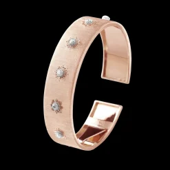 Buccellati MACRI CLASSICA PINK AND WHITE GOLD BAND BRACELET WITH DIAMONDS