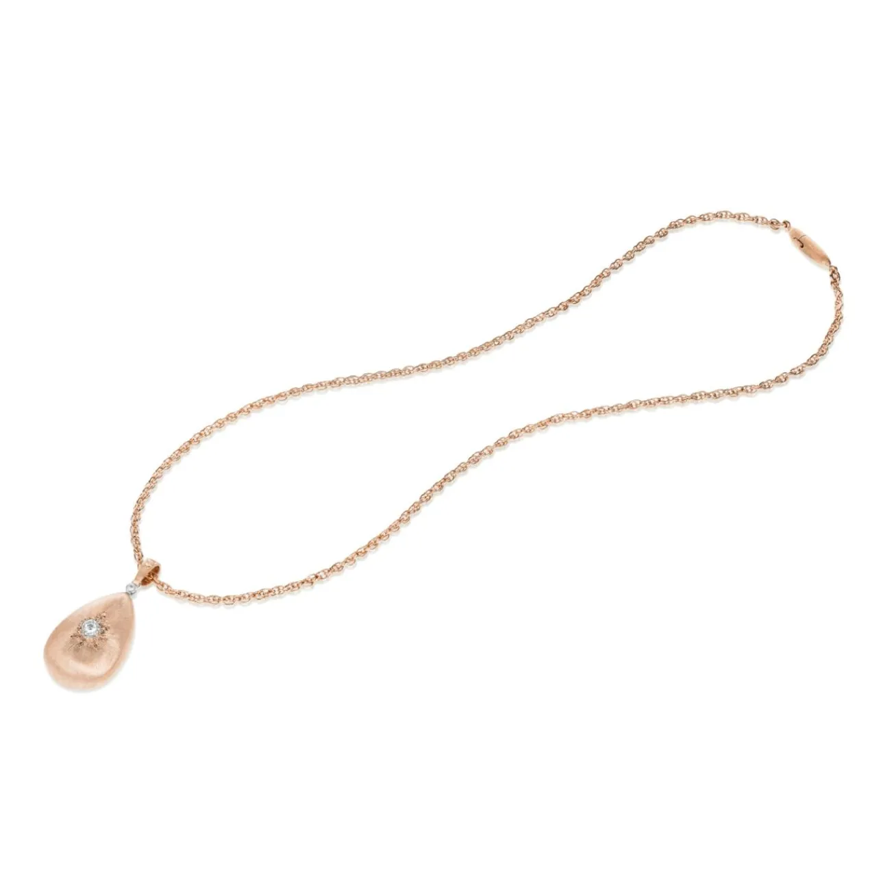 Buccellati MACRI CLASSICA PINK AND WHITE GOLD SET PENDANT WITH DIAMONDS