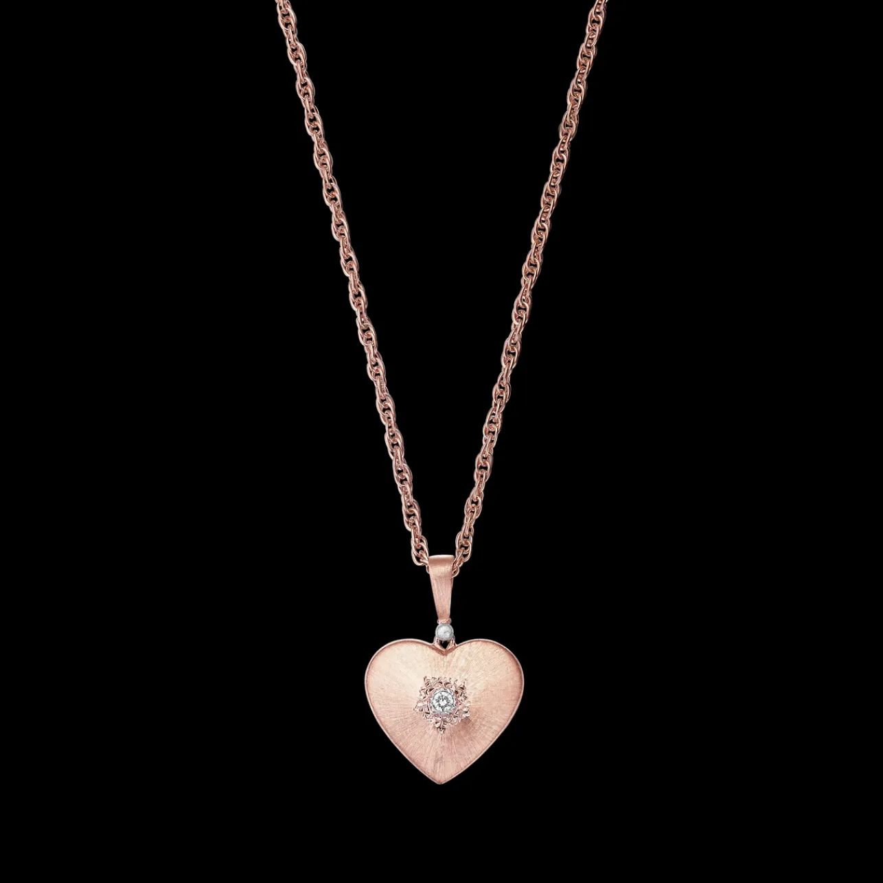 Buccellati MACRI CLASSICA PINK AND WHITE GOLD HEART PENDANT WITH DIAMONDS