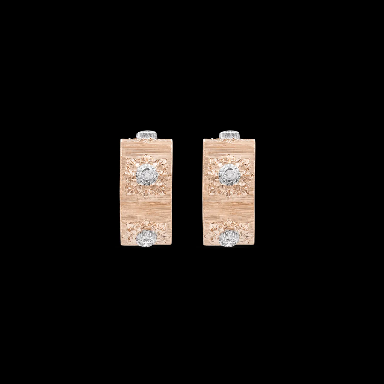 Buccellati MACRI CLASSICA PINK AND WHITE GOLD SET EARRINGS WITH DIAMONDS