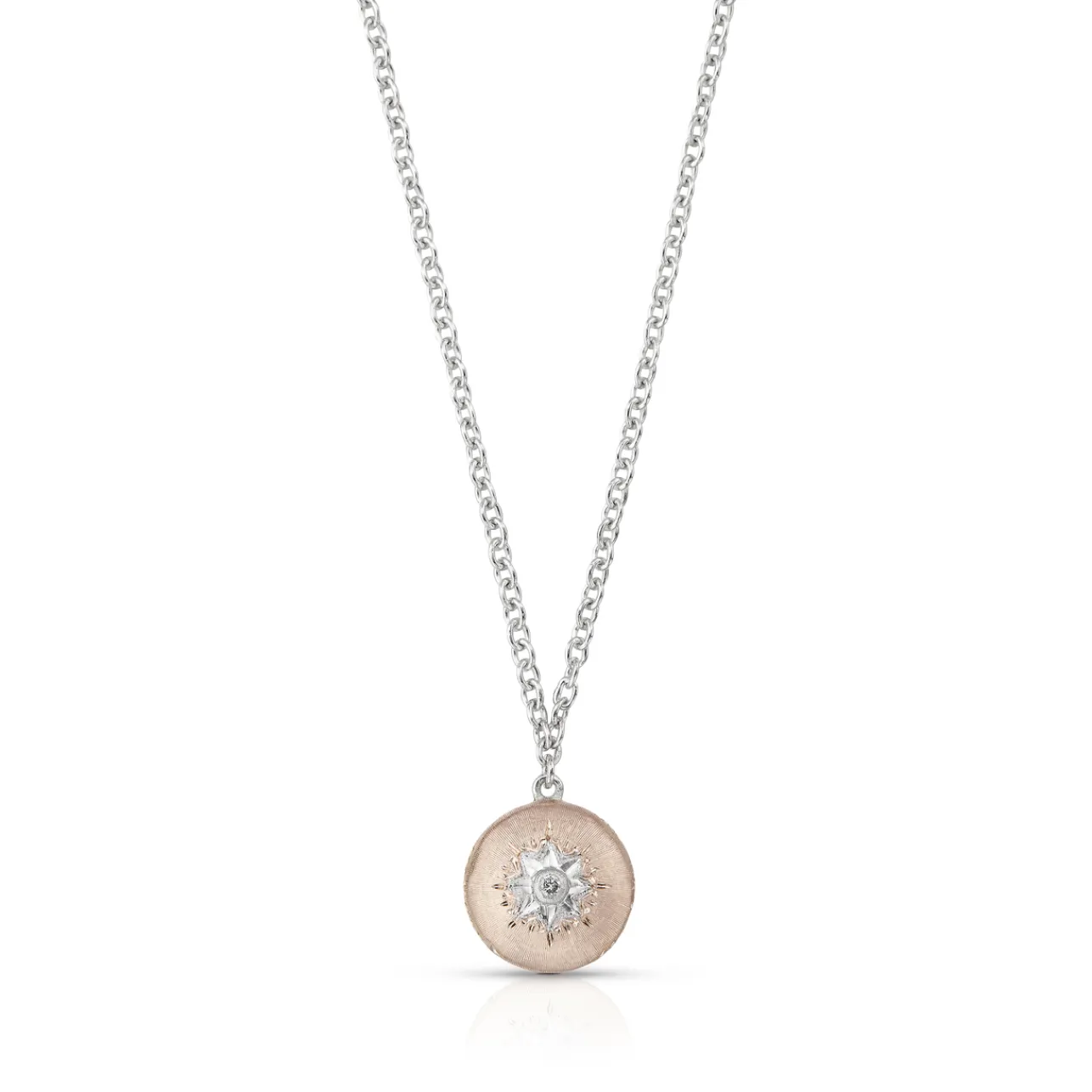 Buccellati MACRI CLASSICA PINK AND WHITE GOLD PENDANT WITH ROUND DIAMONDS
