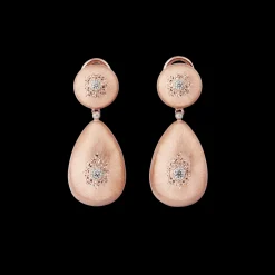 Buccellati MACRI CLASSICA PINK AND WHITE GOLD EARRINGS WITH DIAMONDS