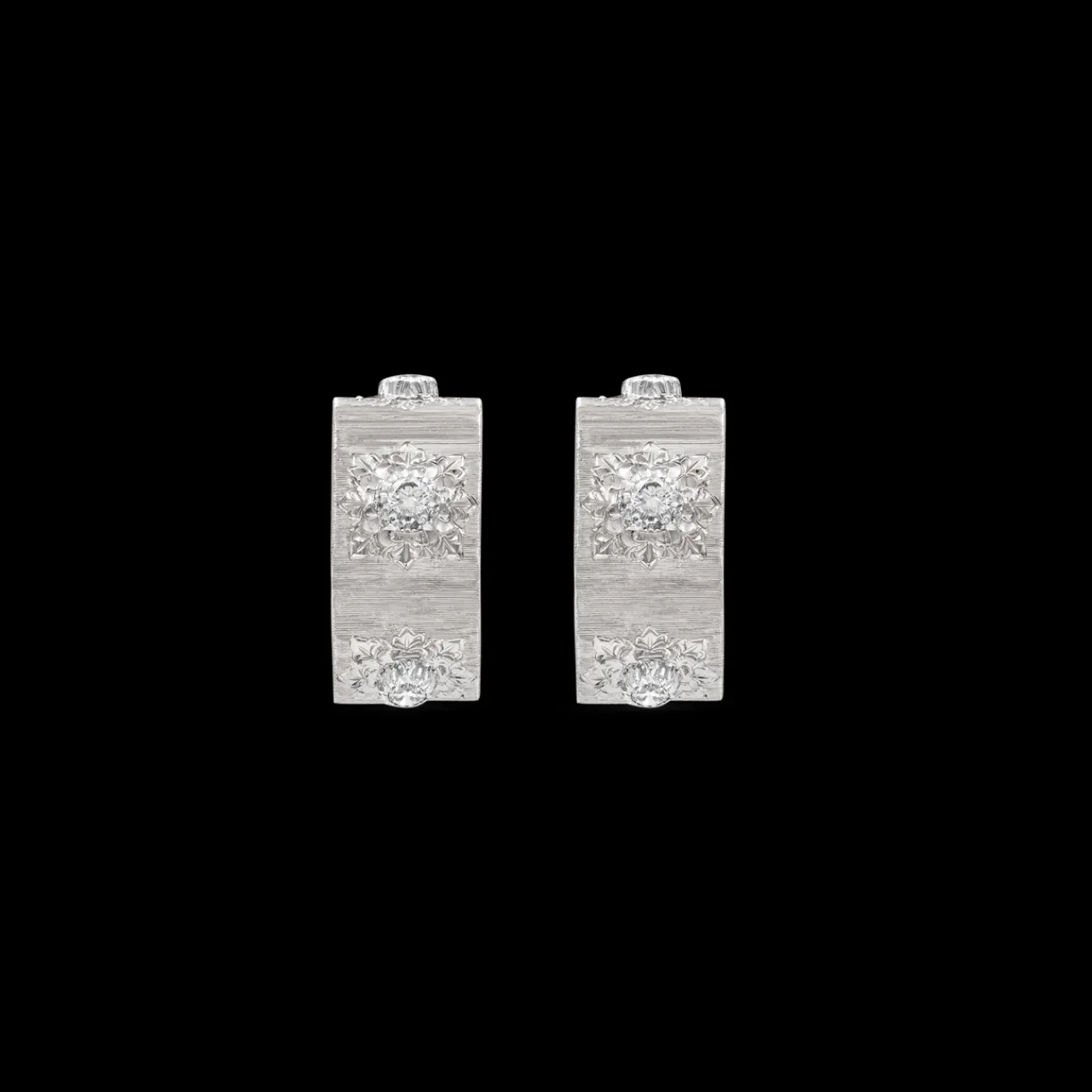 Buccellati MACRI CLASSICA RHODIUM-PLATED WHITE GOLD EARRINGS WITH DIAMONDS