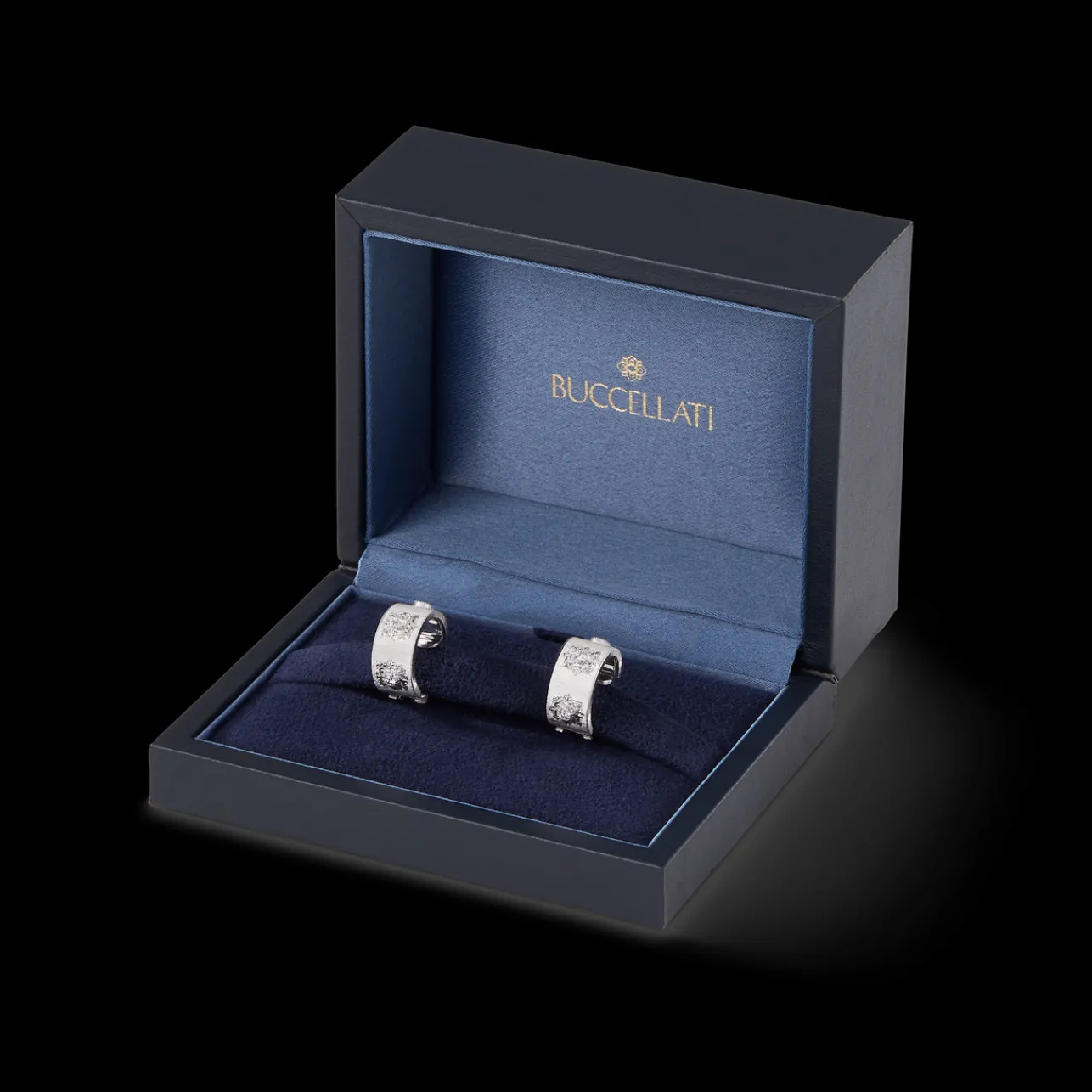 Buccellati MACRI CLASSICA RHODIUM-PLATED WHITE GOLD EARRINGS WITH DIAMONDS