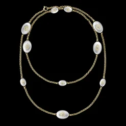 Buccellati MACRI CLASSICA WHITE AND YELLOW GOLD RIGATO NECKLACE WITH DIAMONDS