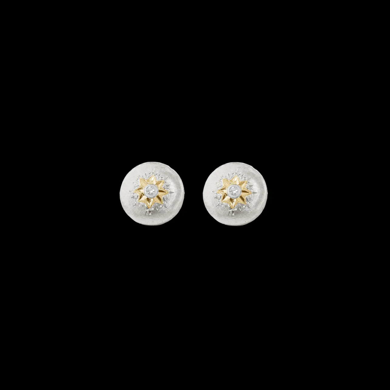 Buccellati MACRI CLASSICA WHITE AND YELLOW GOLD SET EARRINGS WITH DIAMONDS