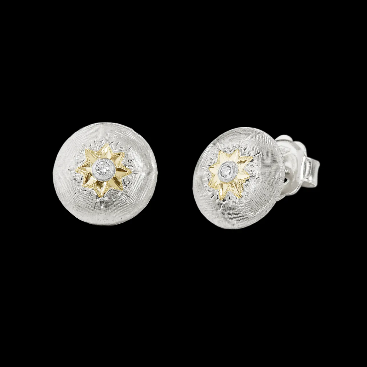 Buccellati MACRI CLASSICA WHITE AND YELLOW GOLD SET EARRINGS WITH DIAMONDS