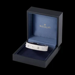 Buccellati MACRI CLASSICA WHITE GOLD BAND BRACELET WITH DIAMONDS