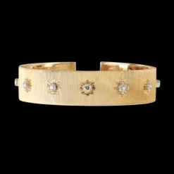 Buccellati MACRI CLASSICA YELLOW AND WHITE GOLD BAND BRACELET WITH DIAMONDS