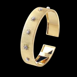 Buccellati MACRI CLASSICA YELLOW AND WHITE GOLD BAND BRACELET WITH DIAMONDS