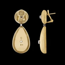 Buccellati MACRI CLASSICA YELLOW AND WHITE GOLD RIGATO EARRINGS WITH DIAMONDS