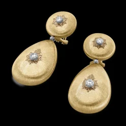 Buccellati MACRI CLASSICA YELLOW AND WHITE GOLD RIGATO EARRINGS WITH DIAMONDS