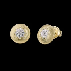 Buccellati MACRI CLASSICA YELLOW AND WHITE GOLD BUTTON EARRINGS WITH DIAMONDS