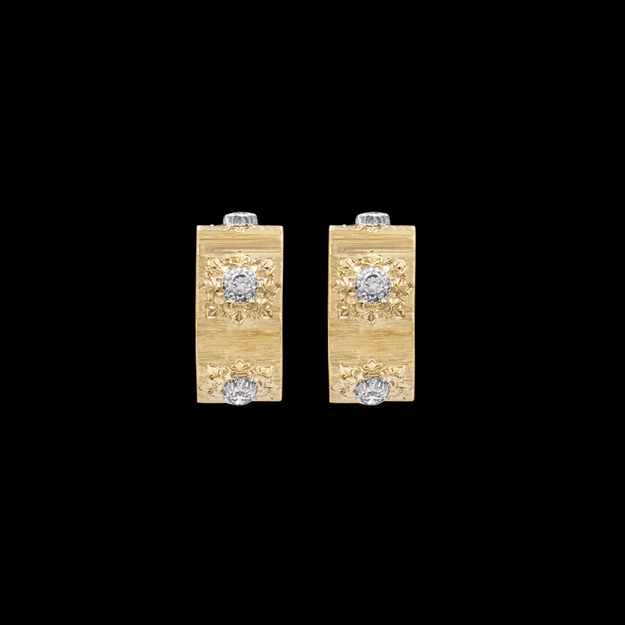 Buccellati MACRI CLASSICA YELLOW AND WHITE GOLD SET EARRINGS WITH DIAMONDS