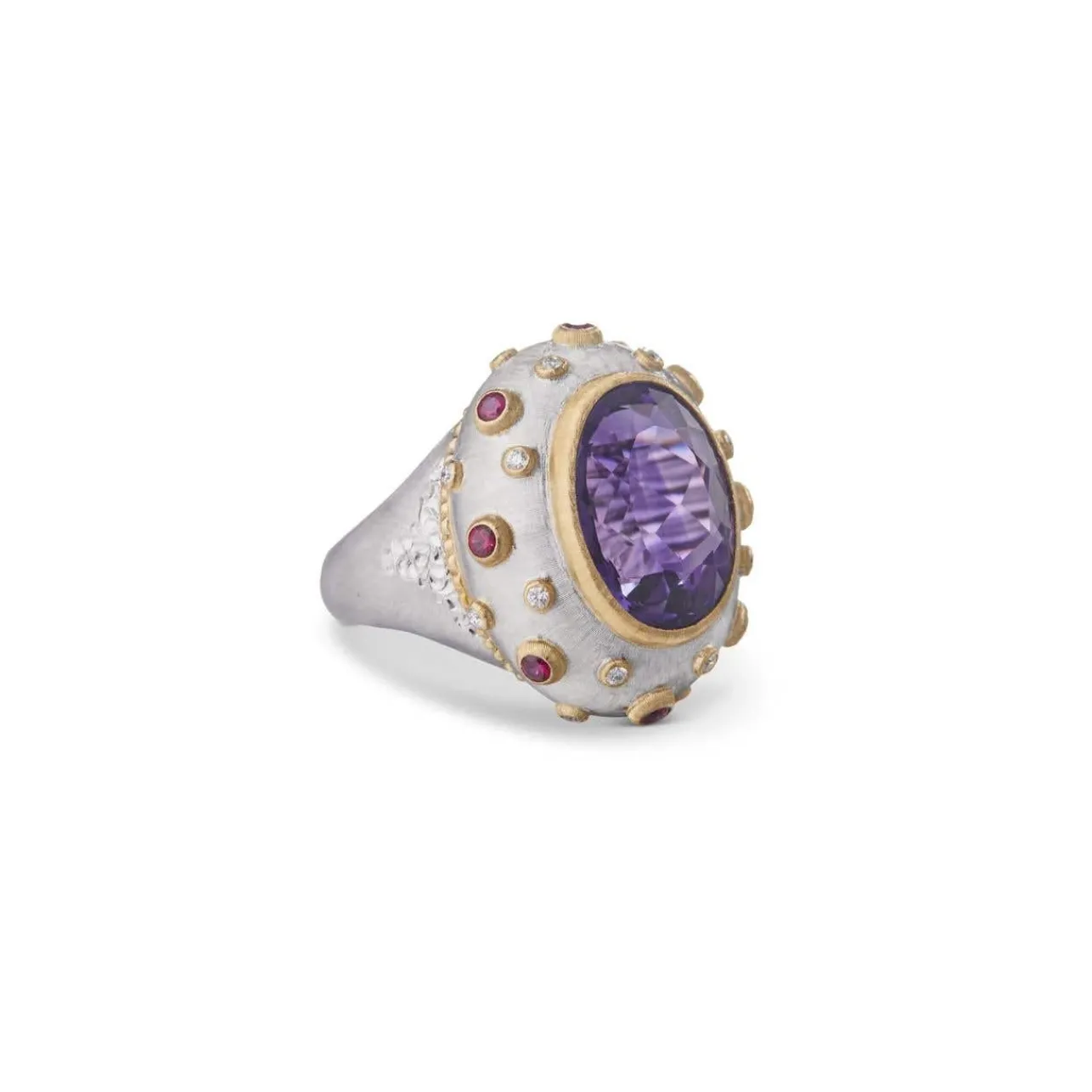 Buccellati MACRI COLOR WHITE AND YELLOW GOLD SET RING WITH AMETYST