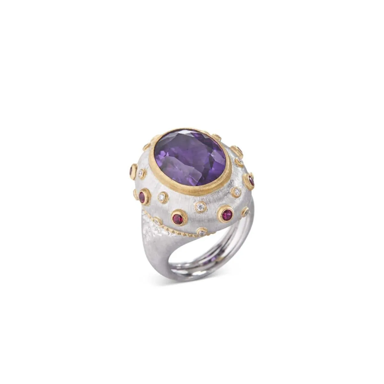 Buccellati MACRI COLOR WHITE AND YELLOW GOLD SET RING WITH AMETYST
