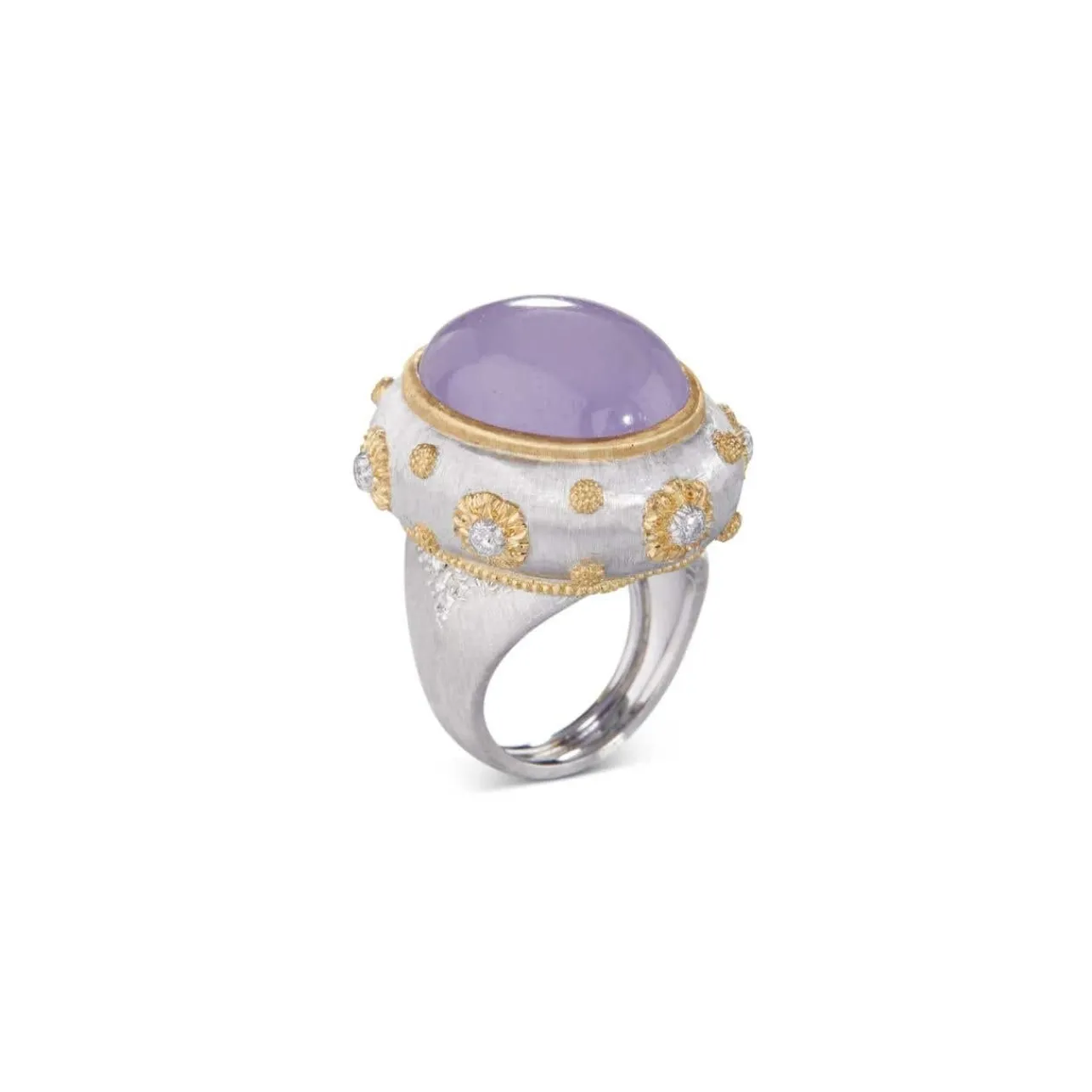 Buccellati MACRI COLOR WHITE AND YELLOW GOLD RING WITH JADE