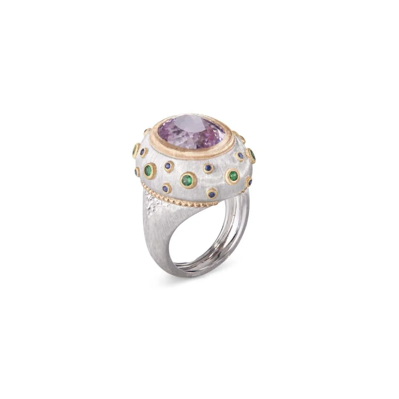 Buccellati MACRI COLOR WHITE AND YELLOW GOLD RING WITH KUNZITE