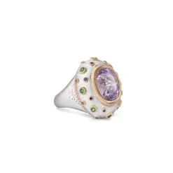 Buccellati MACRI COLOR WHITE AND YELLOW GOLD RING WITH KUNZITE