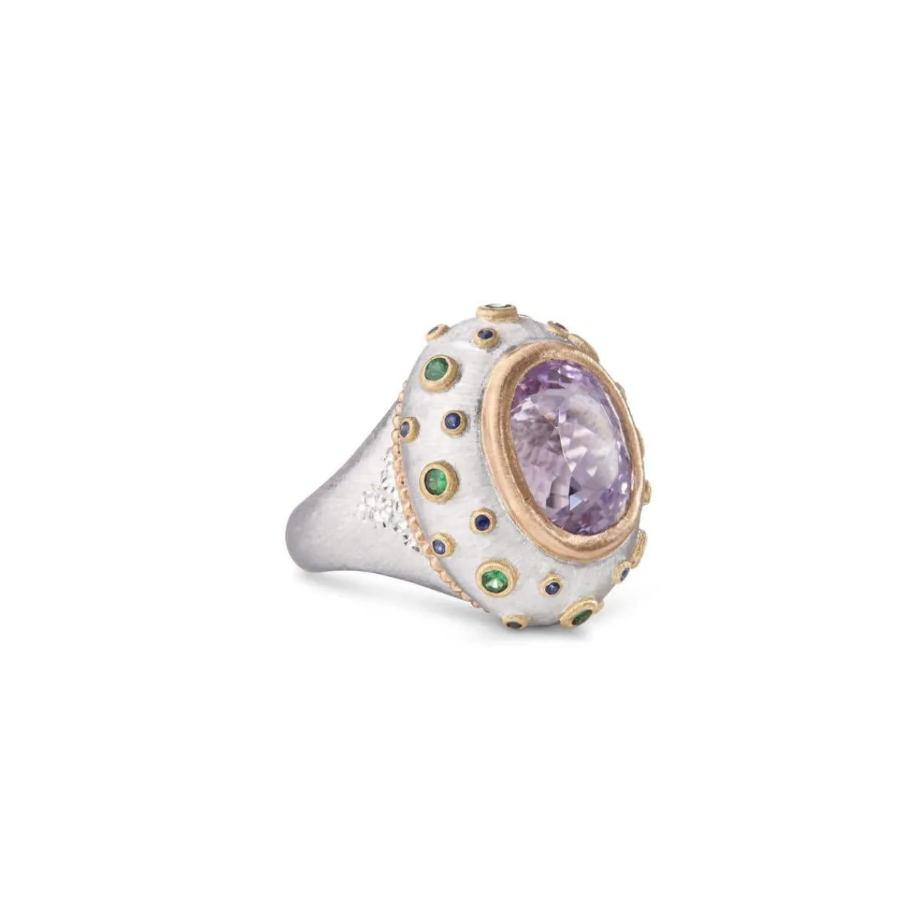 Buccellati MACRI COLOR WHITE AND YELLOW GOLD RING WITH KUNZITE