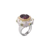 Buccellati MACRI COLOR YELLOW AND WHITE GOLD RING WITH FACETED GARNET