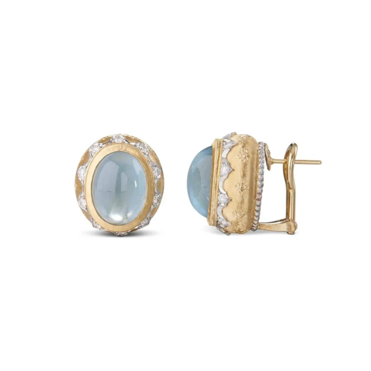 Buccellati MACRI COLOR YELLOW AND WHITE GOLD EARRINGS WITH AQUAMARINE