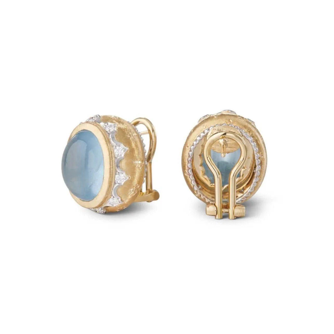 Buccellati MACRI COLOR YELLOW AND WHITE GOLD EARRINGS WITH AQUAMARINE