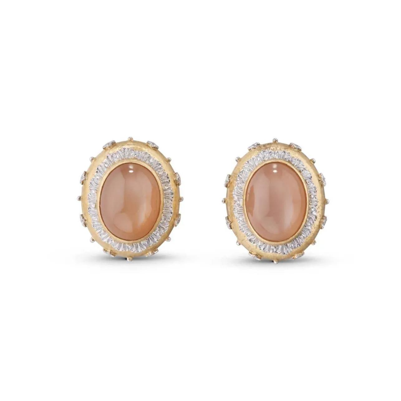 Buccellati MACRI COLOR YELLOW AND WHITE GOLD EARRINGS WITH MOONSTONE
