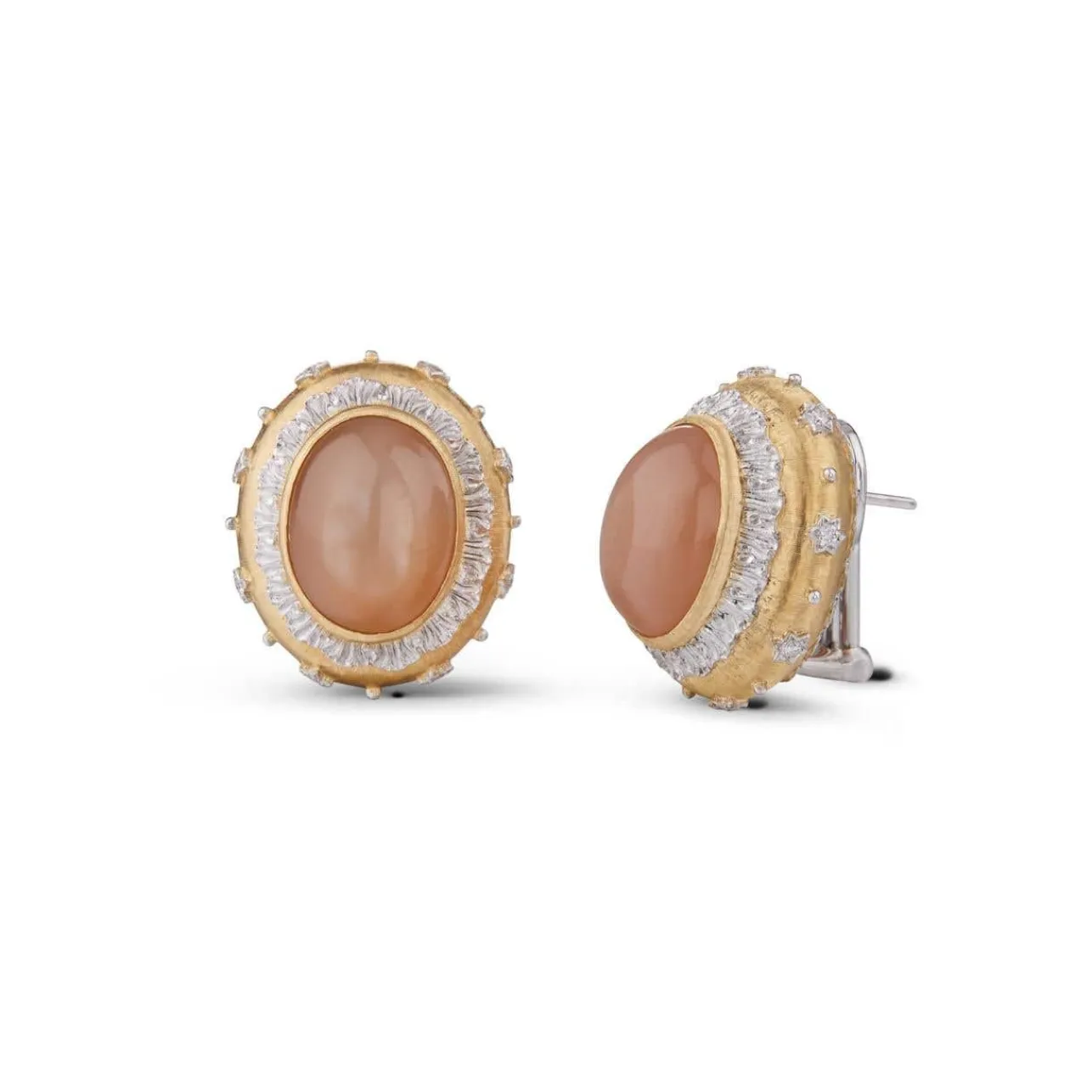 Buccellati MACRI COLOR YELLOW AND WHITE GOLD EARRINGS WITH MOONSTONE