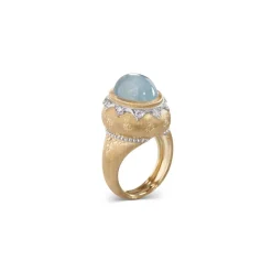 Buccellati MACRI COLOR YELLOW AND WHITE GOLD SET RING WITH AQUAMARINE