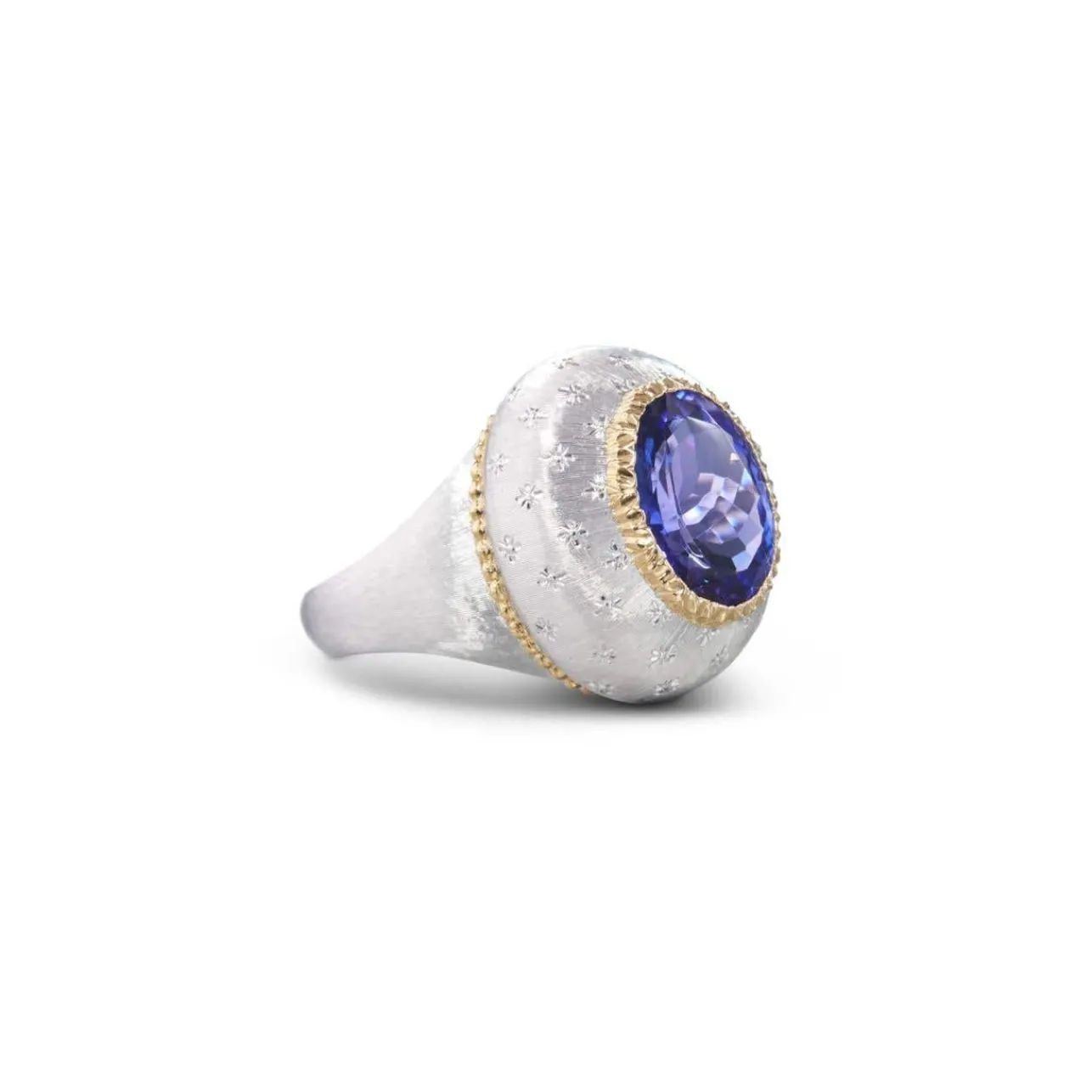Buccellati MACRI COLOR YELLOW AND WHITE GOLD RING WITH TANZANITE