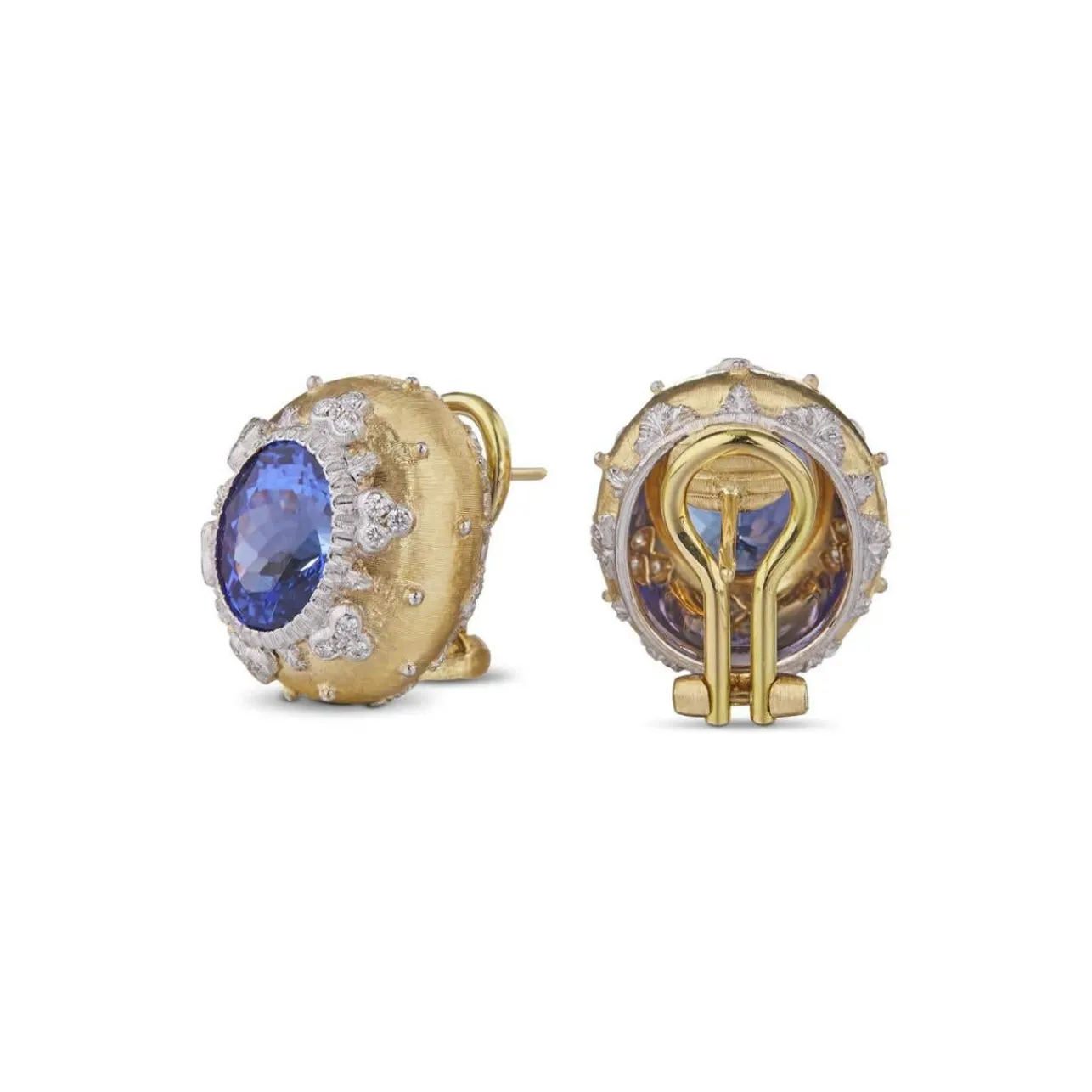 Buccellati MACRI COLOR YELLOW AND WHITE GOLD EARRINGS WITH TANZANITE