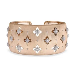 Buccellati MACRI GIGLIO PINK AND WHITE GOLD BAND BRACELET WITH DIAMONDS