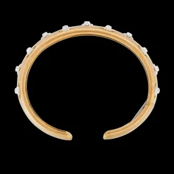 Buccellati MACRI GIGLIO YELLOW AND WHITE GOLD BAND BRACELET WITH DIAMONDS