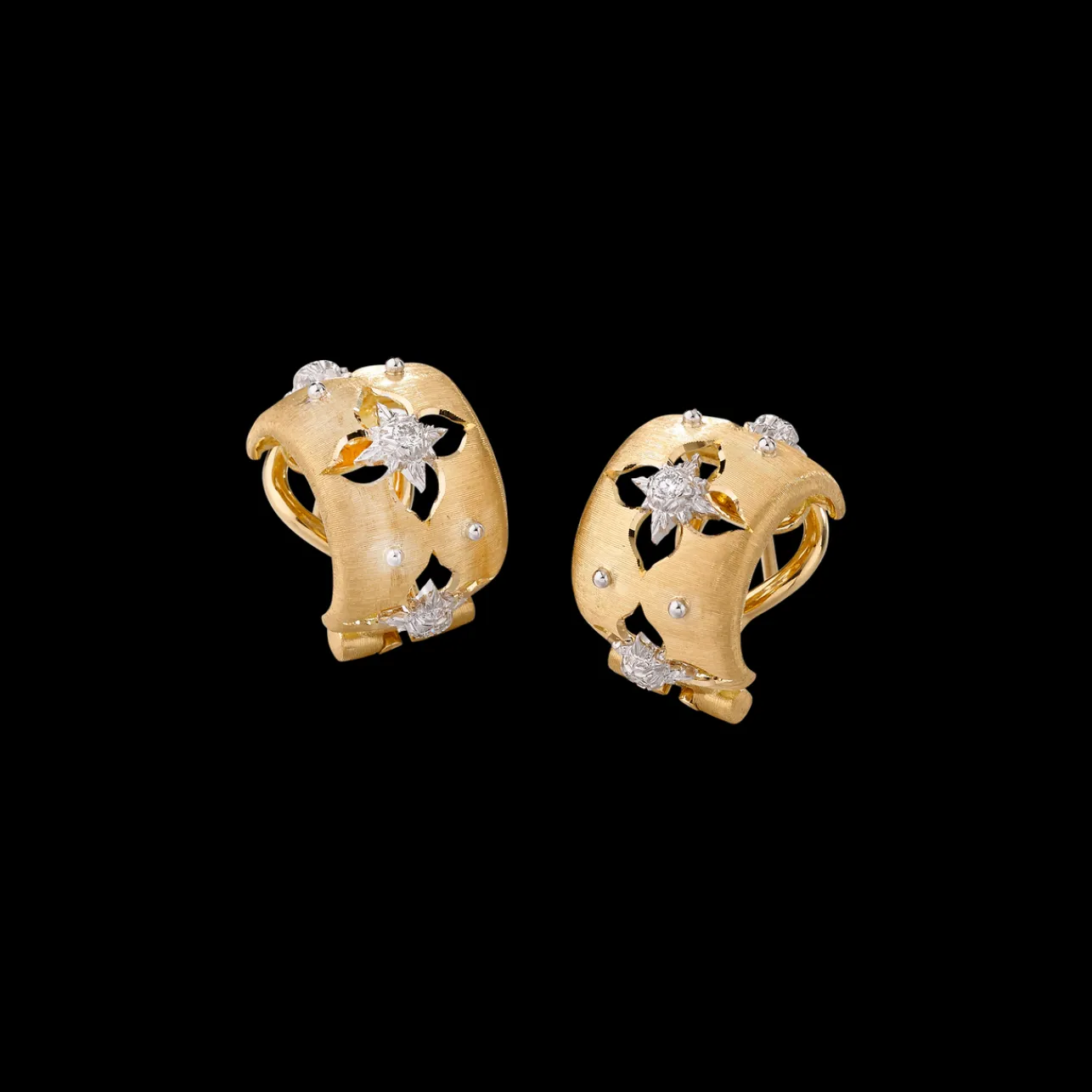 Buccellati MACRI GIGLIO YELLOW AND WHITE GOLD SET EARRINGS
