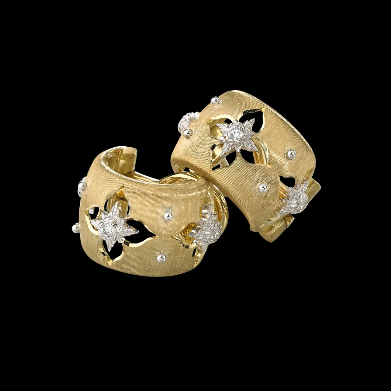 Buccellati MACRI GIGLIO YELLOW AND WHITE GOLD SET EARRINGS
