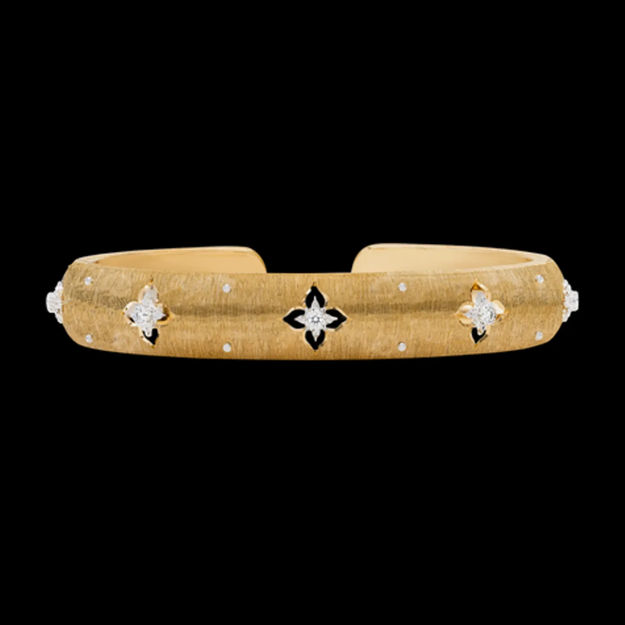 Buccellati MACRI GIGLIO YELLOW AND WHITE RIGATO GOLD BRACELET WITH DIAMONDS