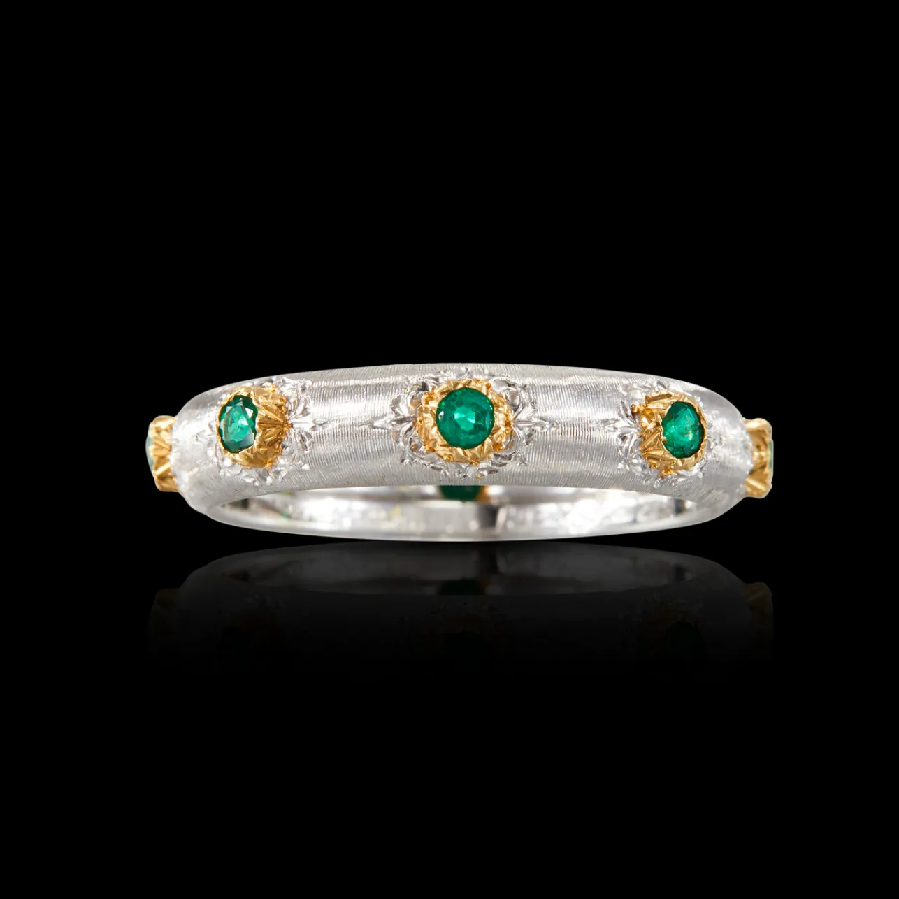 Buccellati MACRI POSITANO ETERNELLE IN WHITE AND YELLOW GOLD WITH EMERALDS