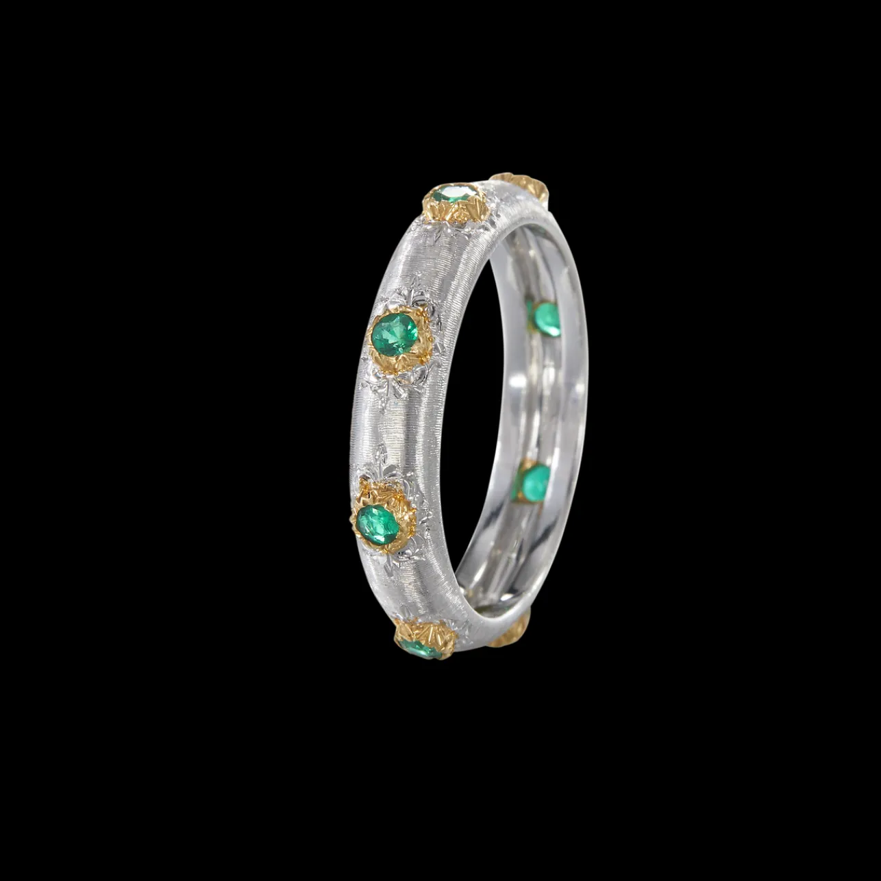 Buccellati MACRI POSITANO ETERNELLE IN WHITE AND YELLOW GOLD WITH EMERALDS