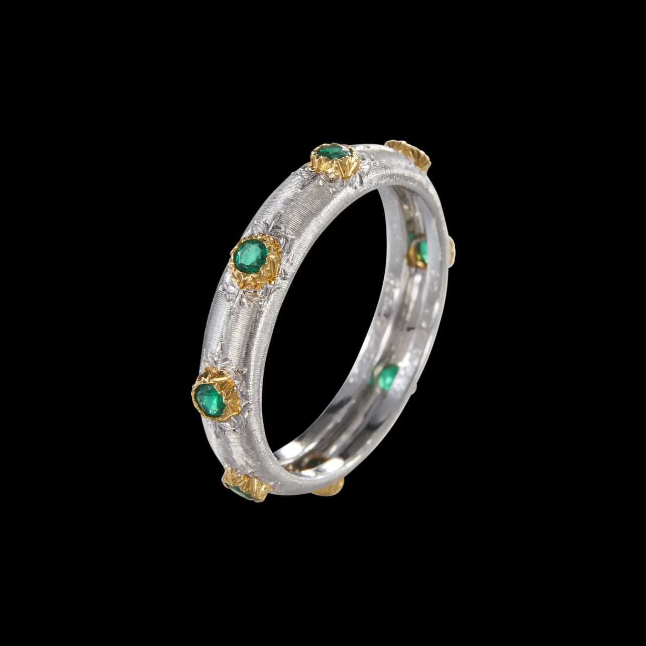 Buccellati MACRI POSITANO ETERNELLE IN WHITE AND YELLOW GOLD WITH EMERALDS