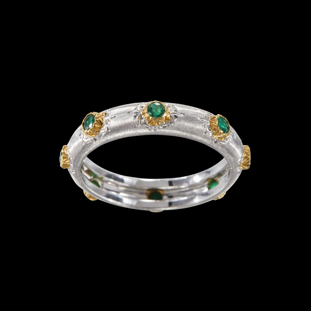 Buccellati MACRI POSITANO ETERNELLE IN WHITE AND YELLOW GOLD WITH EMERALDS