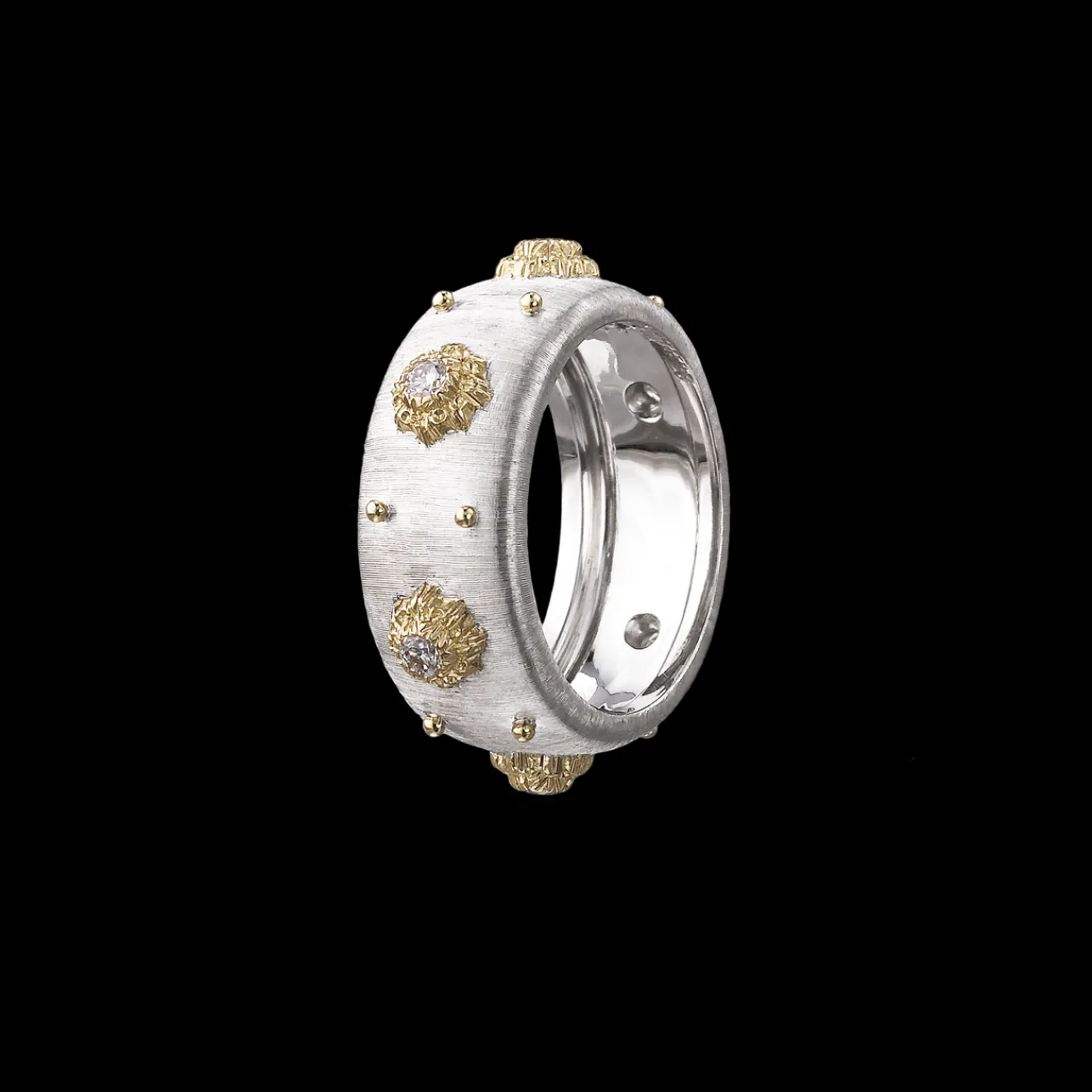 Buccellati MACRI WHITE AND YELLOW GOLD ETERNELLE RING