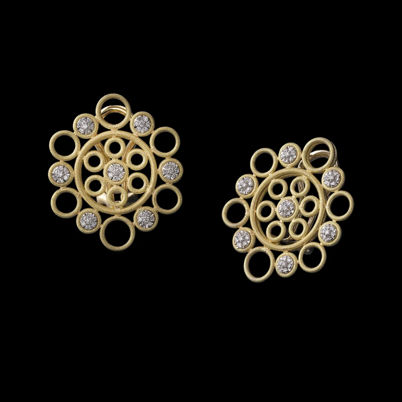 Buccellati MARIA YELLOW AND WHITE GOLD SET EARRINGS WITH DIAMONDS